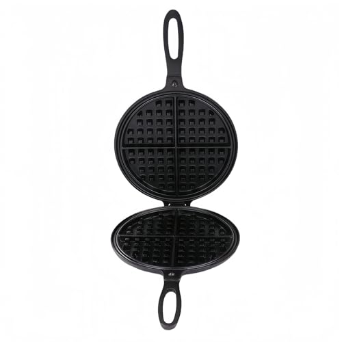 AACV鋳鉄ワッフルメーカー 直火式 ワッフルパン サンドイッチトースター ケーキ型 DIY調理 家庭用・業務用 キッチンツール (17CM)